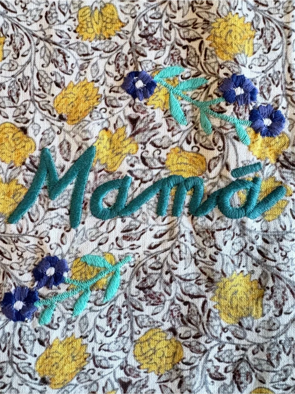 NEW Anthropologie Sweet Mama Embroidered & Tassel Floral Dish Tea Towel